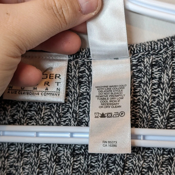 Vintage Salt Pepper V  Neck Long Sleeve Knit Sweater Women Size 1 - Picture 6 of 8